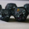 Black Inked Lightning Glass Cracked Glass (And Box) Dice Set