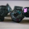 Black Inked Lightning Glass Cracked Glass (And Box) Dice Set