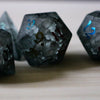 Black Inked Lightning Glass Cracked Glass (And Box) Dice Set