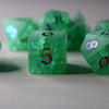 Green Mint Inked Lightning Glass Cracked Glass (And Box) Polyhedral Dice Set