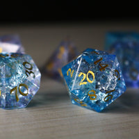 Fire Glass Blue (And Box) Polyhedral Dice Set