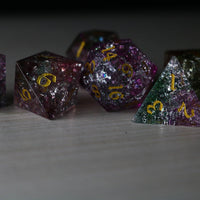 Dark Nox Forge Fire Glass (And Box) Polyhedral Dice DND Set