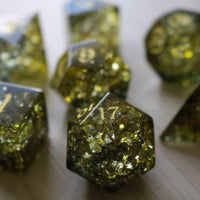 Dark Sun Forge Fire Glass Green And Yellow (And Box) Polyhedral Dice Set