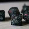 Black Inked Lightning Glass Cracked Glass (And Box) Dice Set