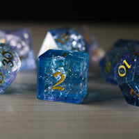 Fire Glass Blue (And Box) Polyhedral Dice Set