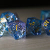 Fire Glass Blue (And Box) Polyhedral Dice Set