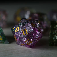 Dark Nox Forge Fire Glass (And Box) Polyhedral Dice DND Set