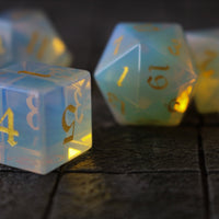 Gemstone Opalite Elven Cut Polyhedral Dice (With Box) Set