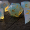 Gemstone Opalite Elven Cut Polyhedral Dice (With Box) Set