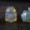 Gemstone Opalite Elven Cut Polyhedral Dice (With Box) Set