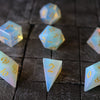 Gemstone Opalite Elven Cut Polyhedral Dice (With Box) Set