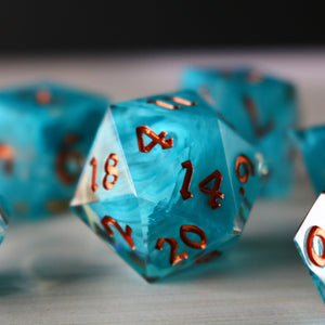 Blue Smoke Handmade Resin Dice set