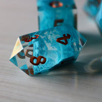 Blue Smoke Handmade Resin Dice set