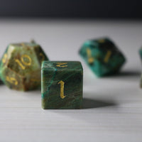 Gemstone Azurite Hand Carved Polyhedral Dice Set