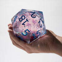 Massive Pastel Pink Baby Blue Glitter Liquid Core 95MM Chonk Handmade Resin Dice And Box