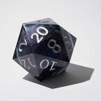 Massive Black Rainbow Glitter Liquid Core 95MM Chonk Handmade Resin Dice And Box