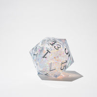 Massive Silver And Foil Liquid Core 95MM Chonk Handmade Resin Dice And Box