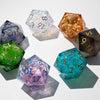 Massive Black Rainbow Glitter Liquid Core 95MM Chonk Handmade Resin Dice And Box