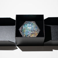 Massive Silver And Foil Liquid Core 95MM Chonk Handmade Resin Dice And Box