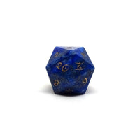 Stone D20 Dice - Lapis Lazuli- Gold Elvenkind Font