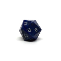 Stone D20 Dice - Lapis Lazuli - Silver Signature Font