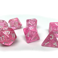 Pink Translucent Dice - 7 Piece Set