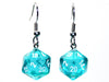 Chessex Dice: Hook Earrings - Translucent Teal Mini-Poly d20 Pair