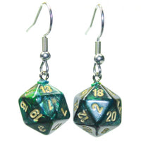 Chessex Dice: Hook Earrings - Scarab Jade Mini-Poly d20 Pair