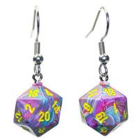 Chessex Dice: Hook Earrings - Festive Mosaic Mini-Poly d20 Pair