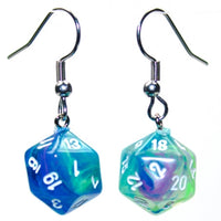 Chessex Dice: Hook Earrings - Festive Waterlily Mini-Poly d20 Pair