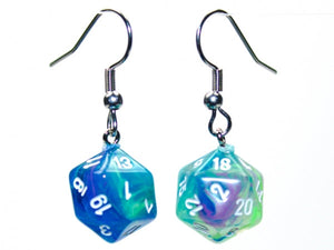 Chessex Dice: Hook Earrings - Festive Waterlily Mini-Poly d20 Pair