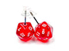 Chessex Dice:  Stud Earrings - Translucent Red Mini-Poly d20 Pair