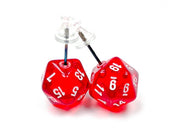 Chessex Dice:  Stud Earrings - Translucent Red Mini-Poly d20 Pair