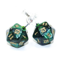 Chessex Dice: Stud Earrings - Scarab Jade Mini-Poly d20 Pair