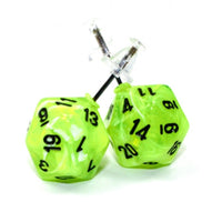 Chessex Dice: Stud Earrings - Vortex Bright Green Mini-Poly d20 Pair