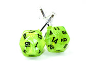 Chessex Dice: Stud Earrings - Vortex Bright Green Mini-Poly d20 Pair