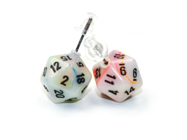 Chessex Dice:  Stud Earrings - Festive Circus Mini-Poly d20 Pair