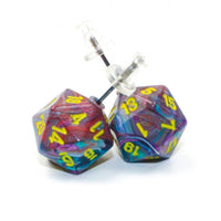 Chessex Dice: Stud Earrings - Festive Mosaic Mini-Poly d20 Pair