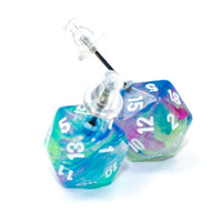 Chessex Dice: Stud Earrings - Festive Waterlily Mini-Poly d20 Pair