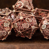 Weird West Wasteland Hollow Metal Dice Set - Red and Silver