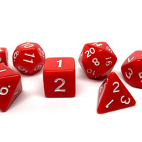 Red Opaque Dice - 7 Piece Set