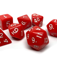 Red Opaque Dice - 7 Piece Set