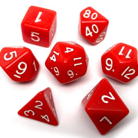 Red Opaque Dice - 7 Piece Set