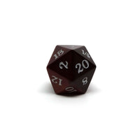 Stone D20 Dice - Red Tigers Eye - Signature Font