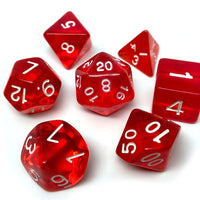 Red Translucent Dice - 7 Piece Set