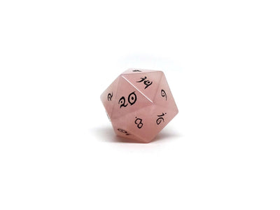 Rose Quartz D20 Dice - Elvenkind Font