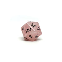 Stone D20 Dice - Rose Quartz - Signature Font