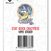 Sticker: Crazy Stat Block Waterproof Die Cut