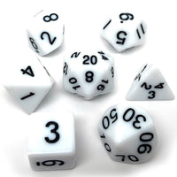 White Opaque Dice - 7 Piece Set